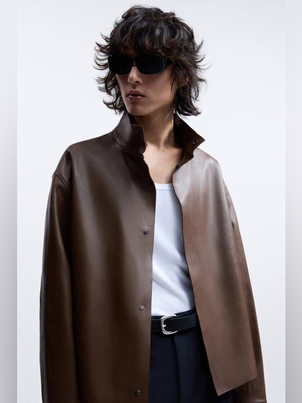 Zara Limited Man Edition AW23 Brown Leather Overshirt – Medium